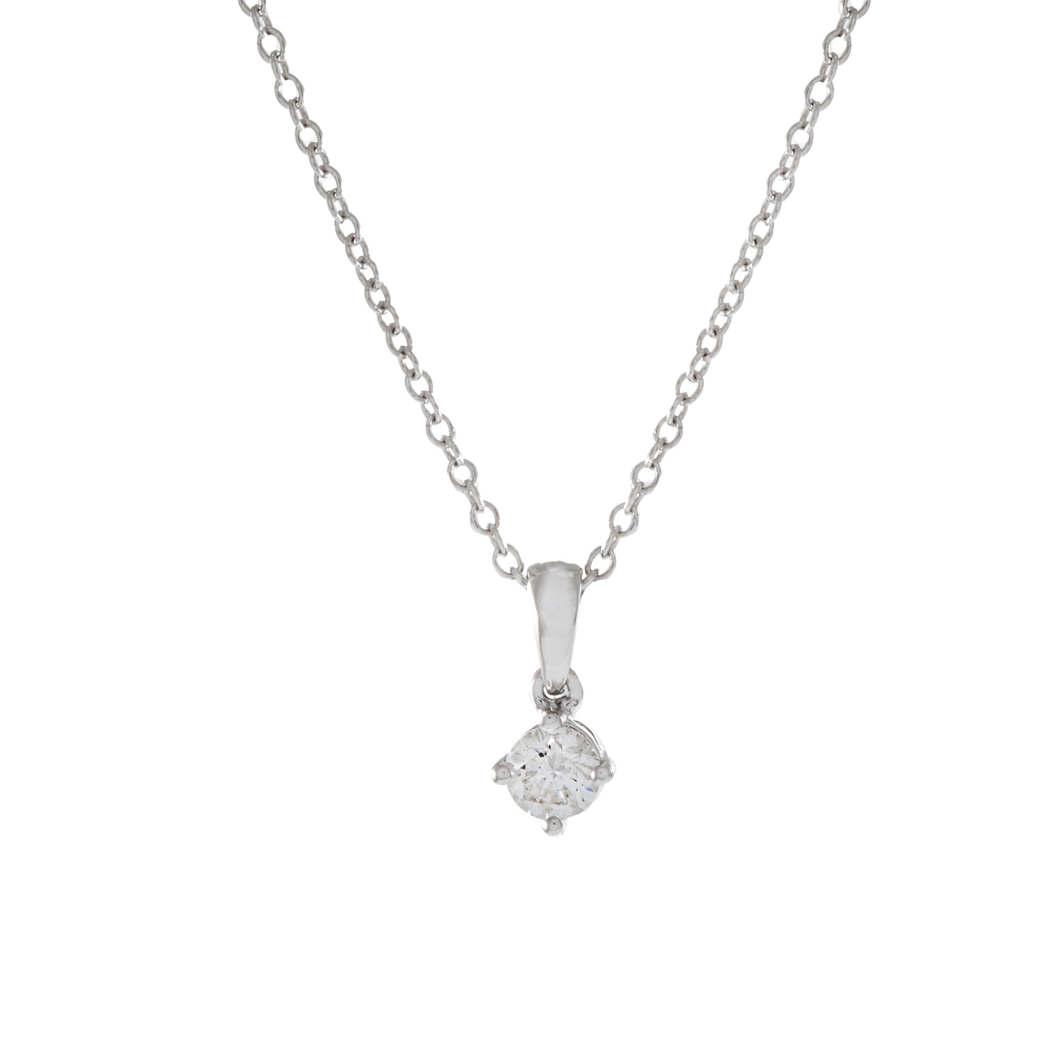 18KT White Gold 0.19CT Round Cut Diamond Pendant