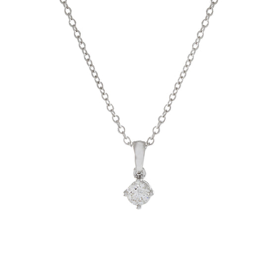 18KT White Gold 0.19CT Round Cut Diamond Pendant With Chain