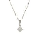 18KT White Gold Diamond Cluster Pendant Necklace