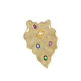 Vintage 1970's 18KT Yellow Gold Multi-Colored Gems And Diamond Lapel Pin