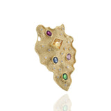 Vintage 1970's 18KT Yellow Gold Multi-Colored Gems And Diamond Lapel Pin