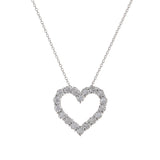 14KT White Gold Open Diamond Heart Pendant