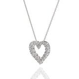 14KT White Gold Open Diamond Heart Pendant