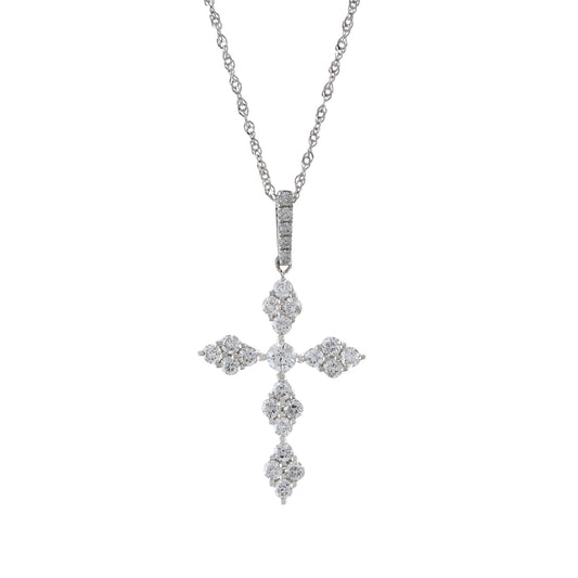 18KT White Gold Diamond Cross Pendant
