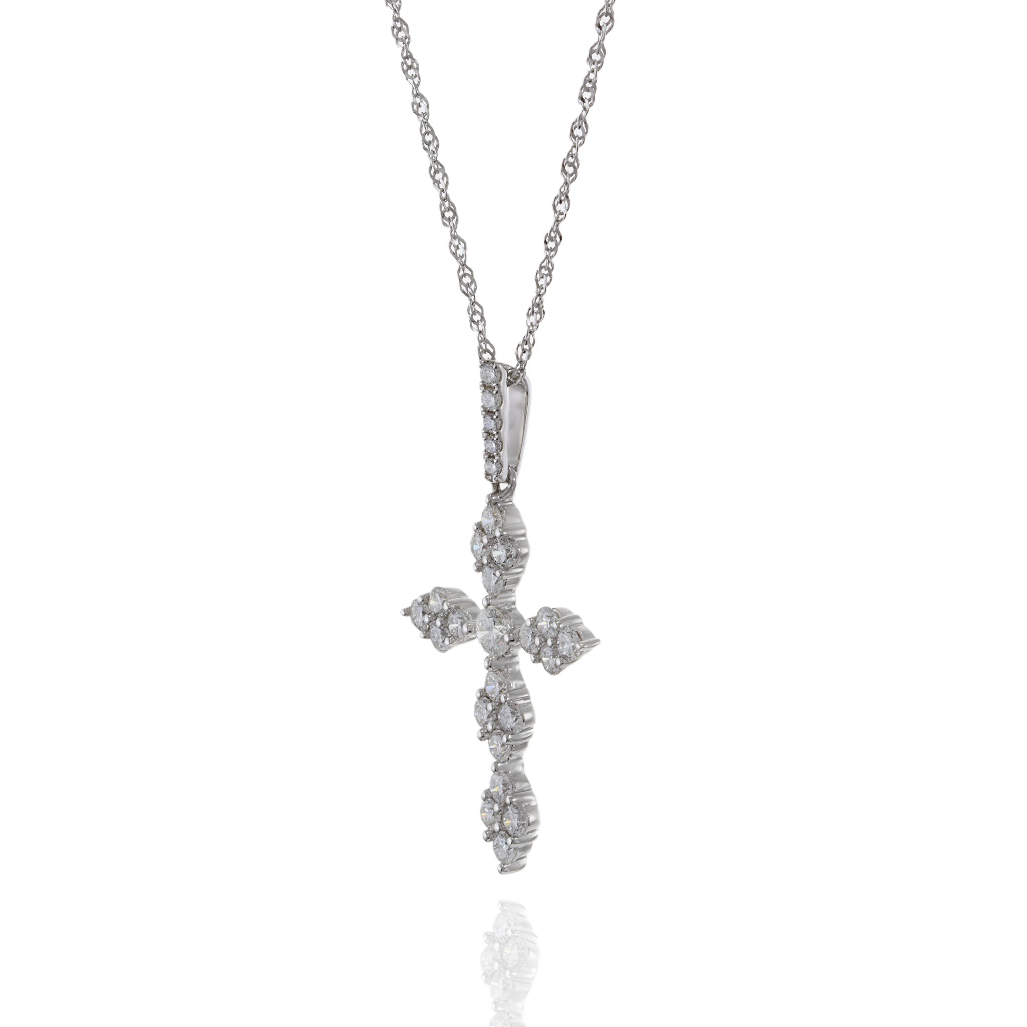 18KT White Gold Diamond Cross Pendant