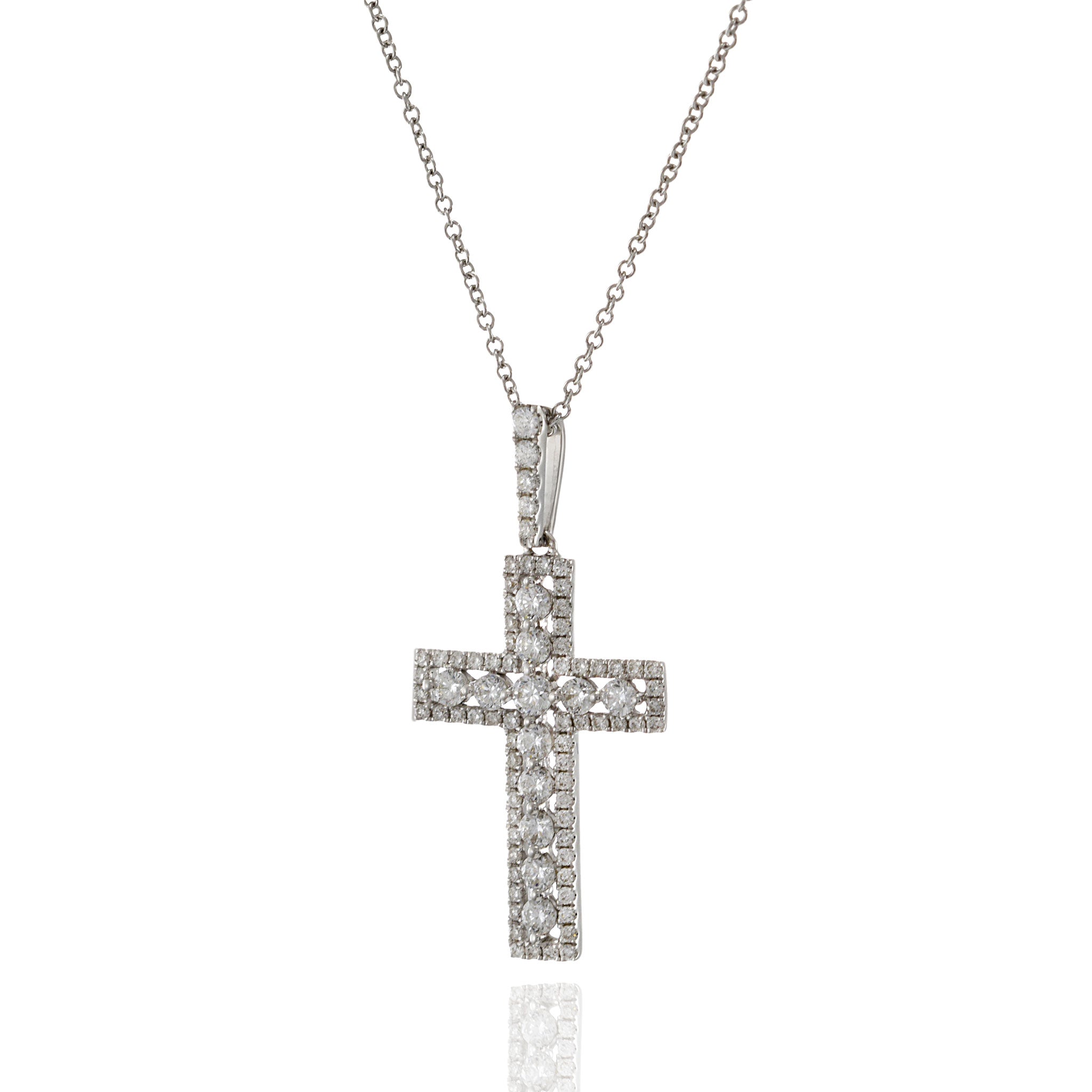 18KT White Gold Cross Diamond Pendant