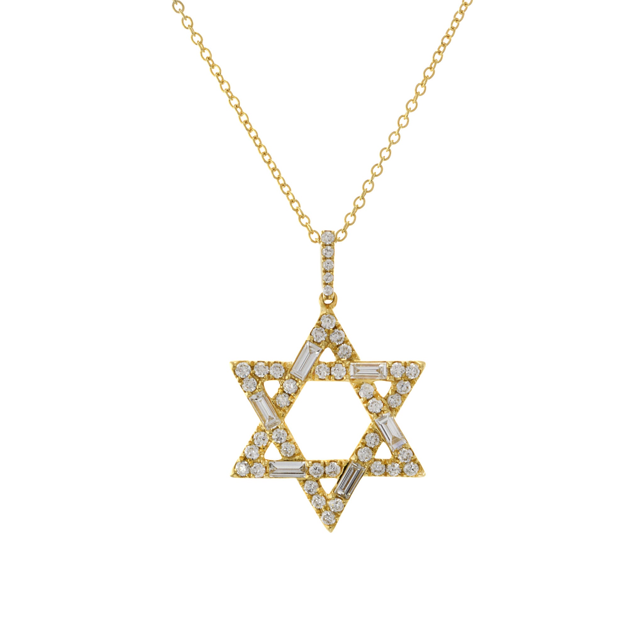 18KT Yellow Gold Star Of David Diamond Pendant