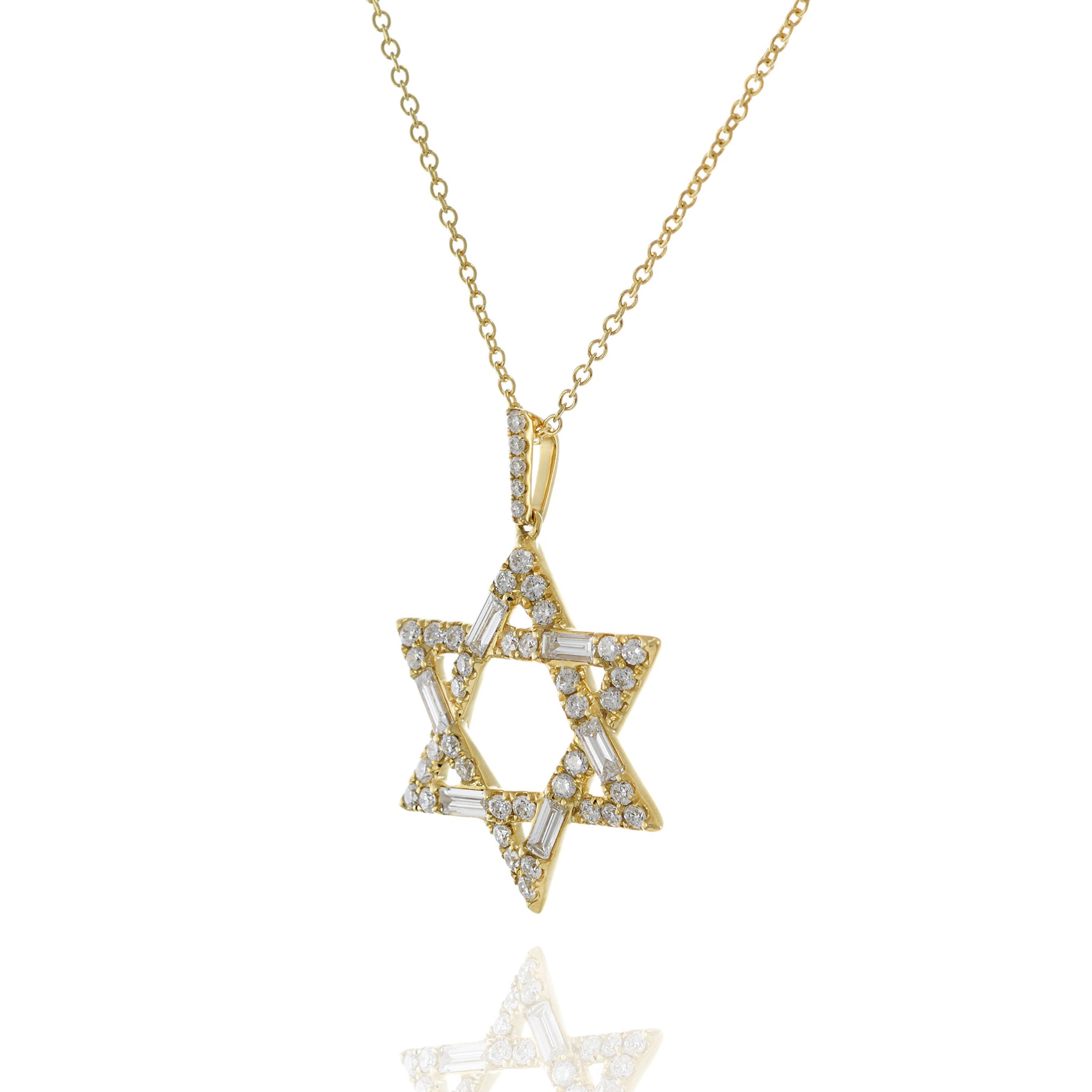 18KT Yellow Gold Star Of David Diamond Pendant