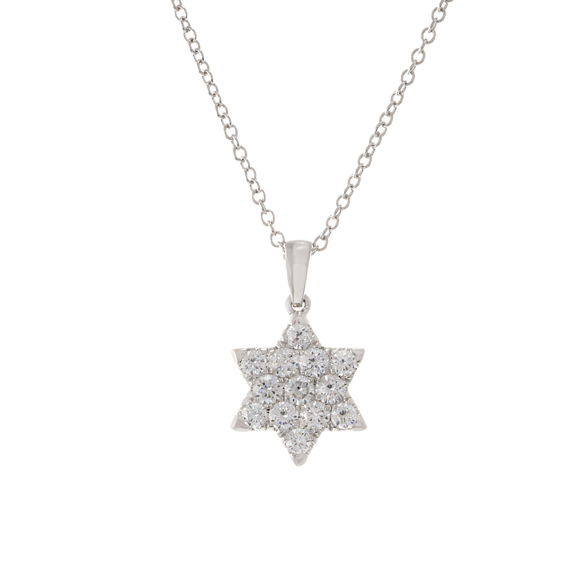 18KT White Gold Star Of David Diamond Pendant