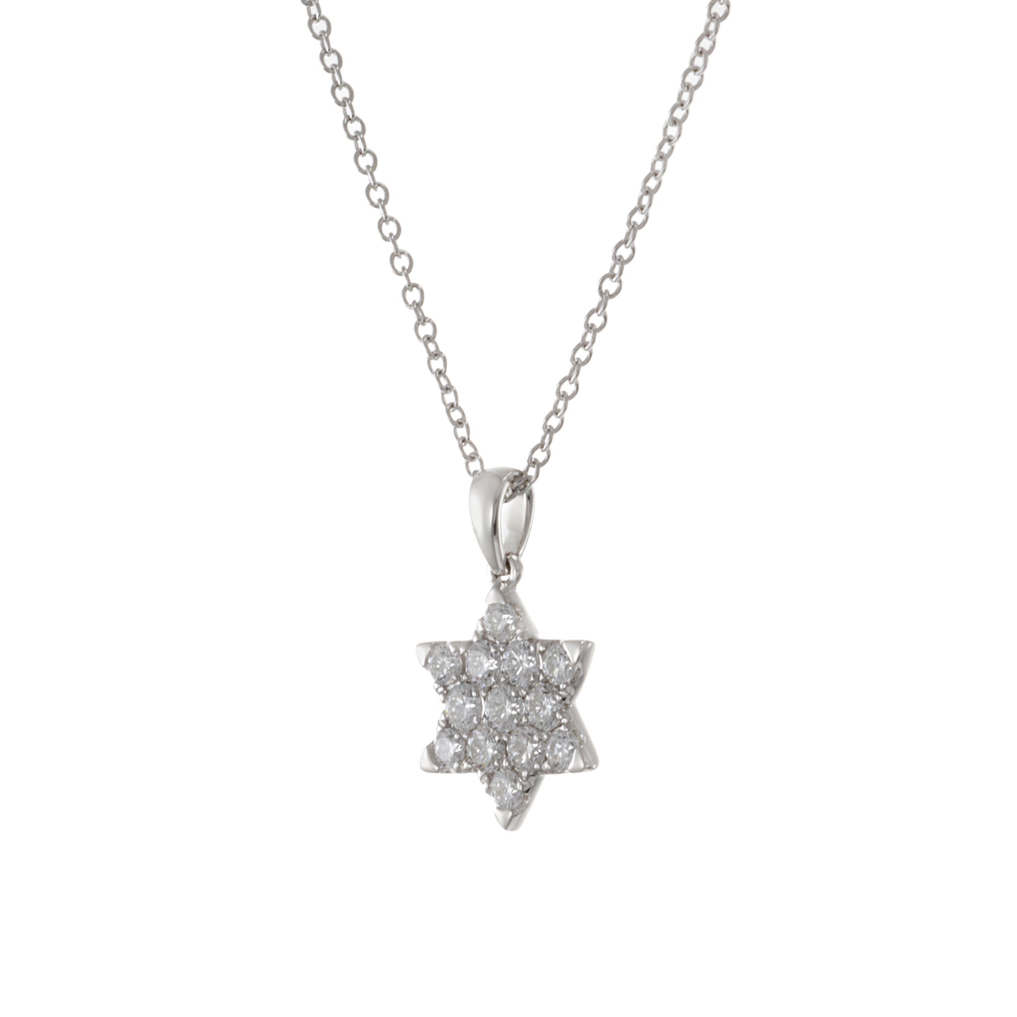 18KT White Gold Star Of David Diamond Pendant