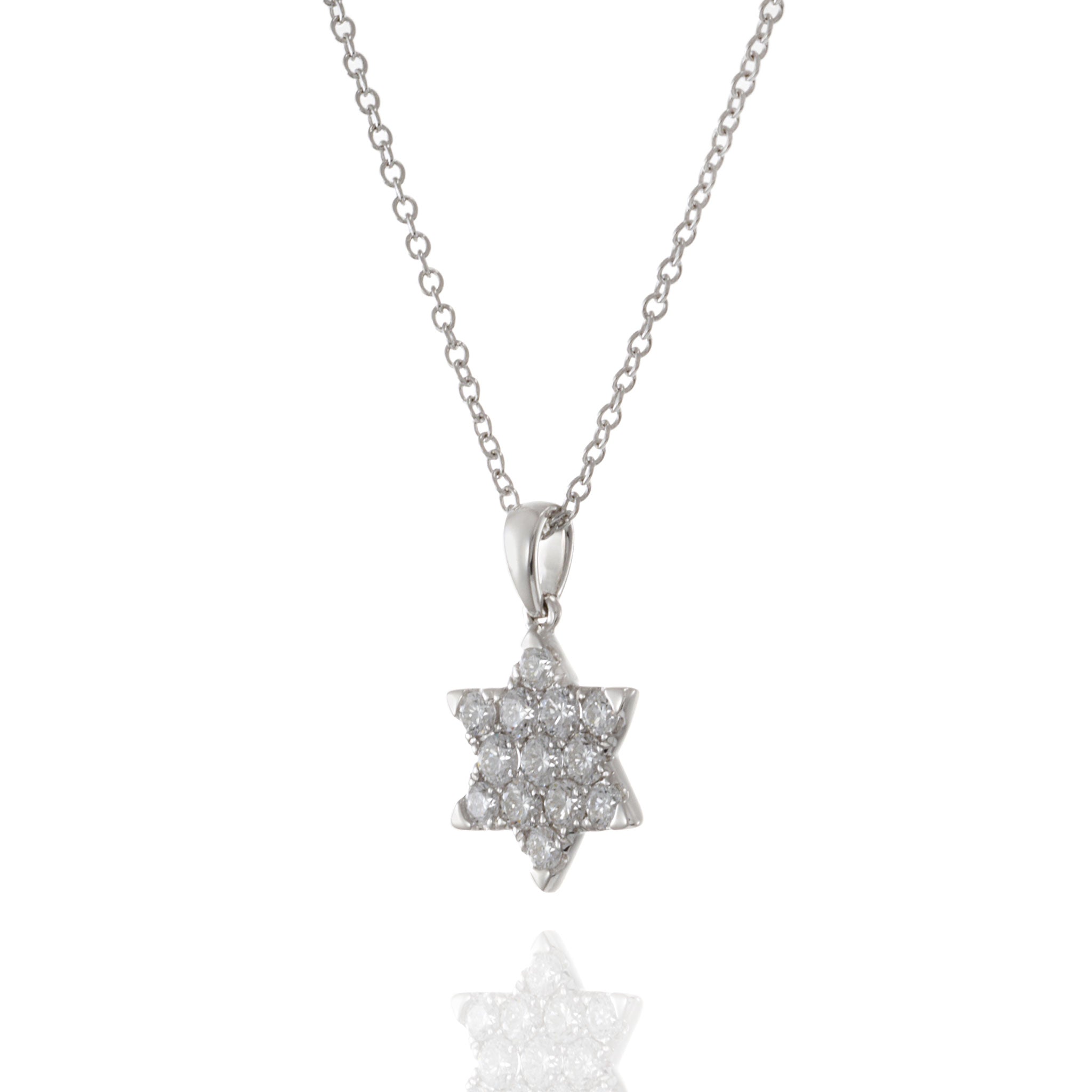 18KT White Gold Star Of David Diamond Pendant