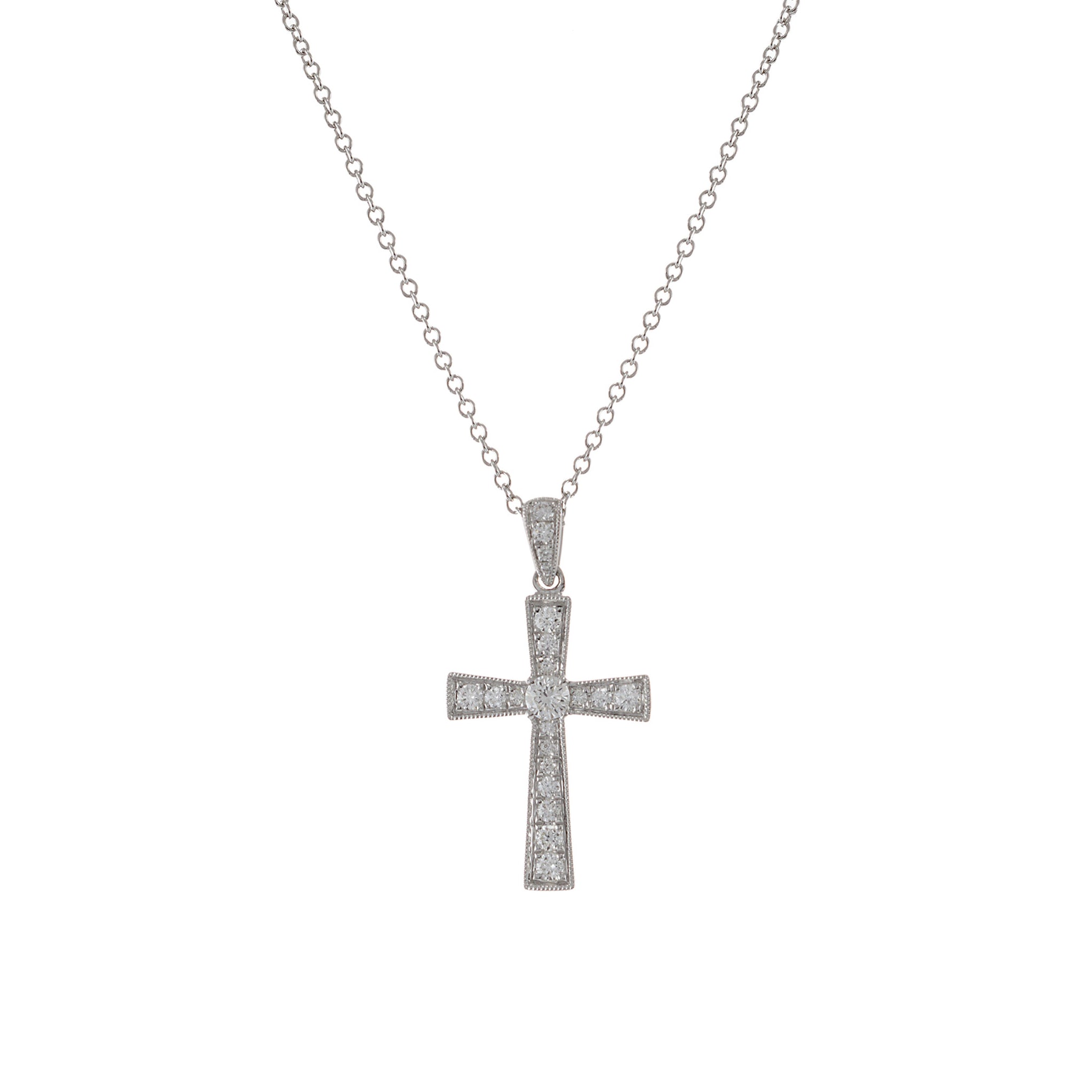 18KT White Gold Diamond Cross Pendant