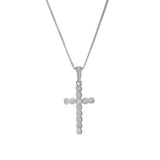 18KT White Gold Bezel Set Diamond Cross Pendant