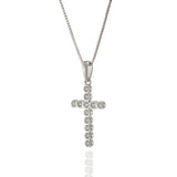 18KT White Gold Bezel Set Diamond Cross Pendant