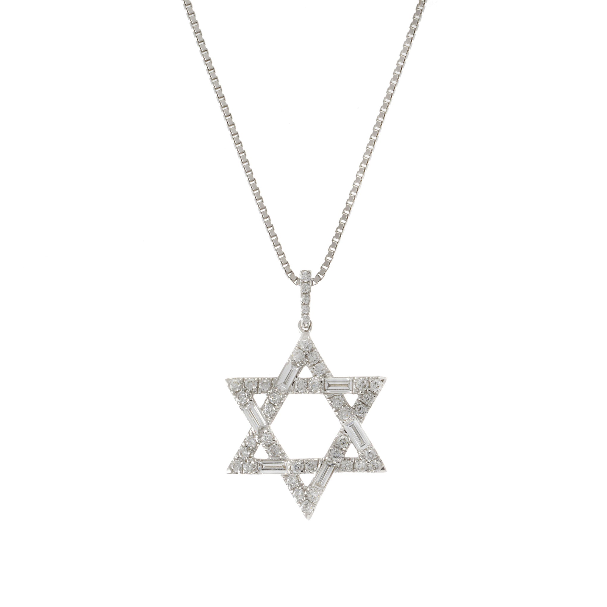 18KT White Gold Star Of David Diamond Pendant