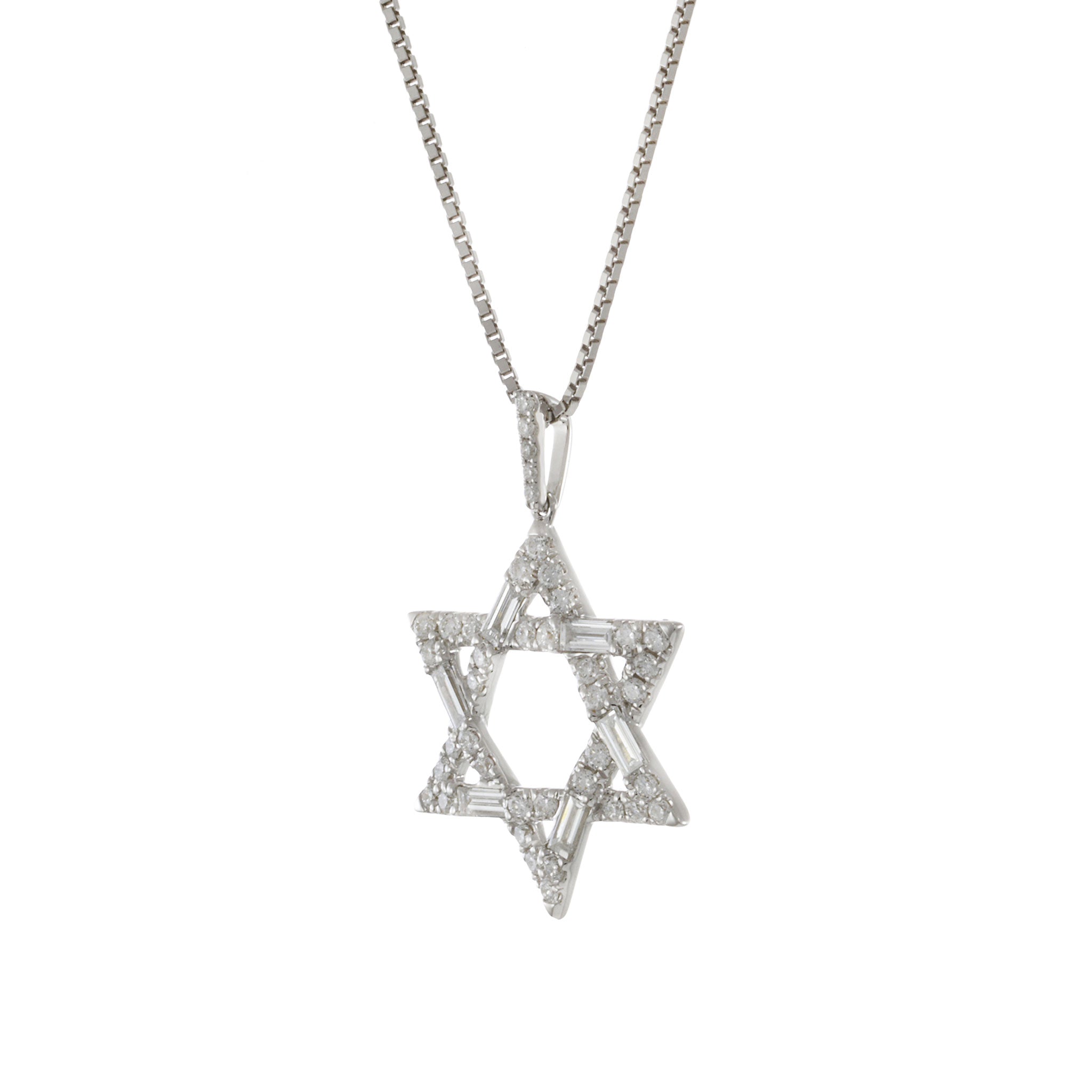 18KT White Gold Star Of David Diamond Pendant