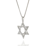 18KT White Gold Star Of David Diamond Pendant