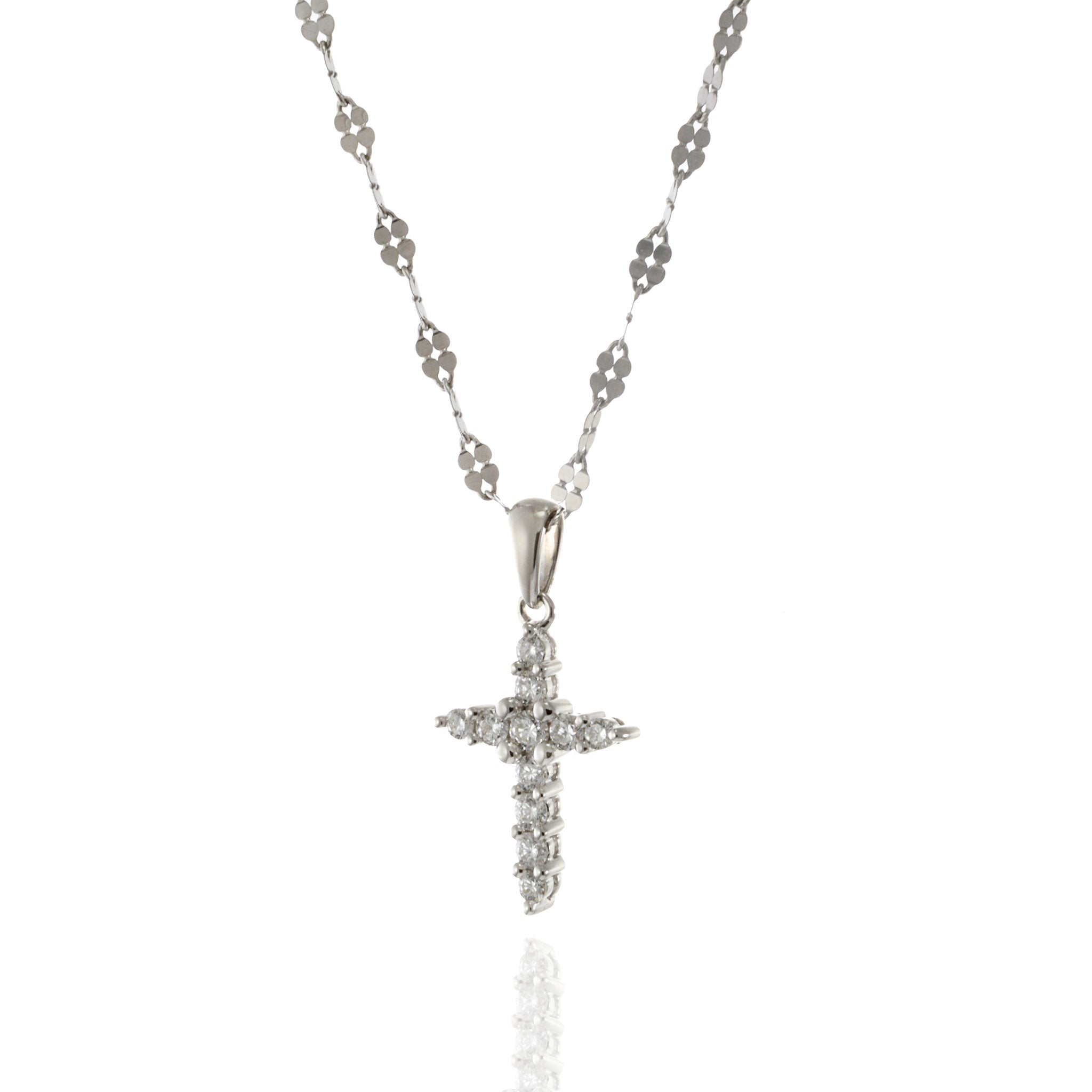 18KT White Gold Diamond Cross Pendant