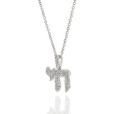 18KT White Gold Diamond Chai Pendant