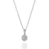 18KT White Gold Diamond Cluster Flower Pendant