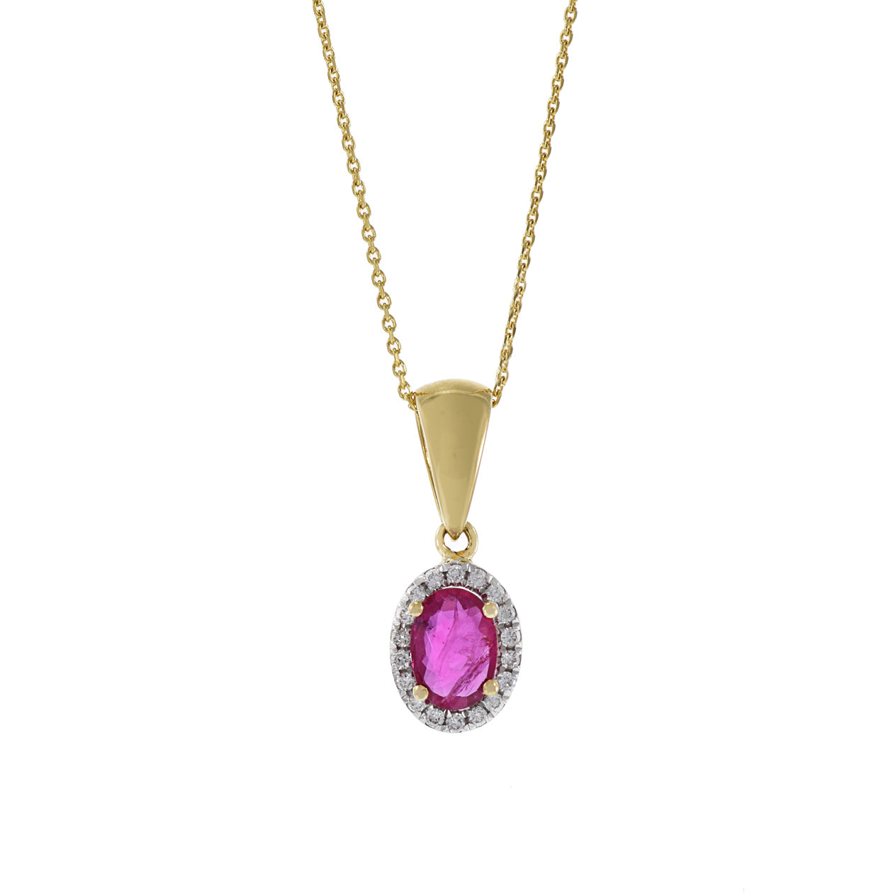 18KT Yellow Gold Ruby and Diamond Pendant