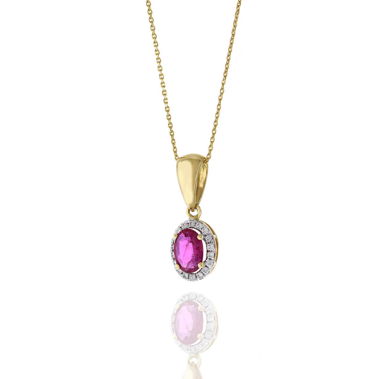 18KT Yellow Gold Ruby and Diamond Pendant