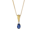 18KT Yellow Gold Oval Blue Sapphire And Diamond Pendant