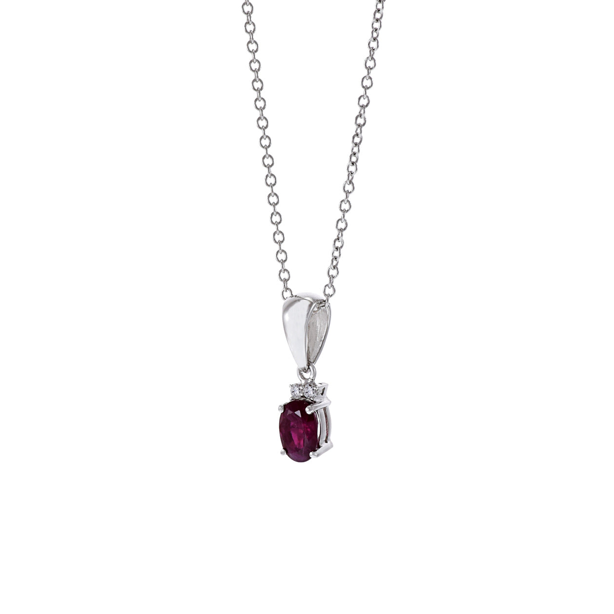 18KT White Gold Ruby and Diamond Pendant