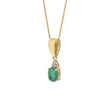 18KT Yellow Gold Oval Emerald And Diamond Pendant