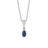 18KT White Gold Oval Blue Sapphire and Diamond Pendant