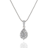 18KT White Gold Pear Shaped Diamond Halo Pendant Necklace