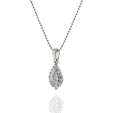 18KT White Gold Pear Shaped Diamond Halo Pendant Necklace