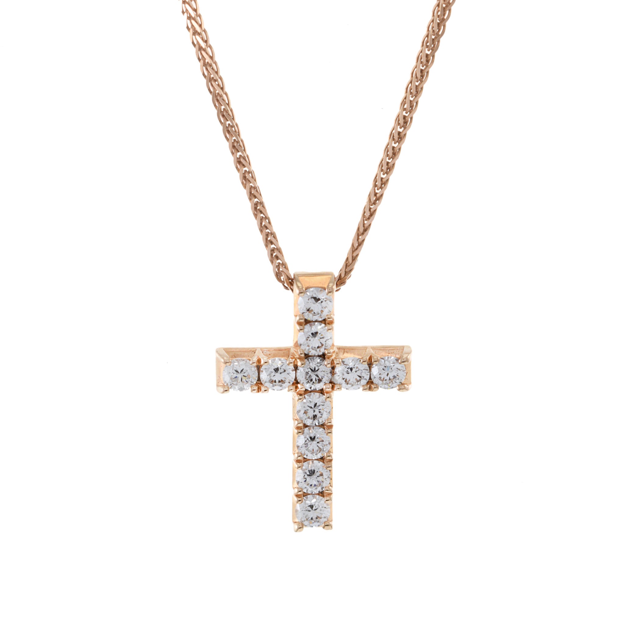 18KT Rose Gold Diamond Cross Pendant