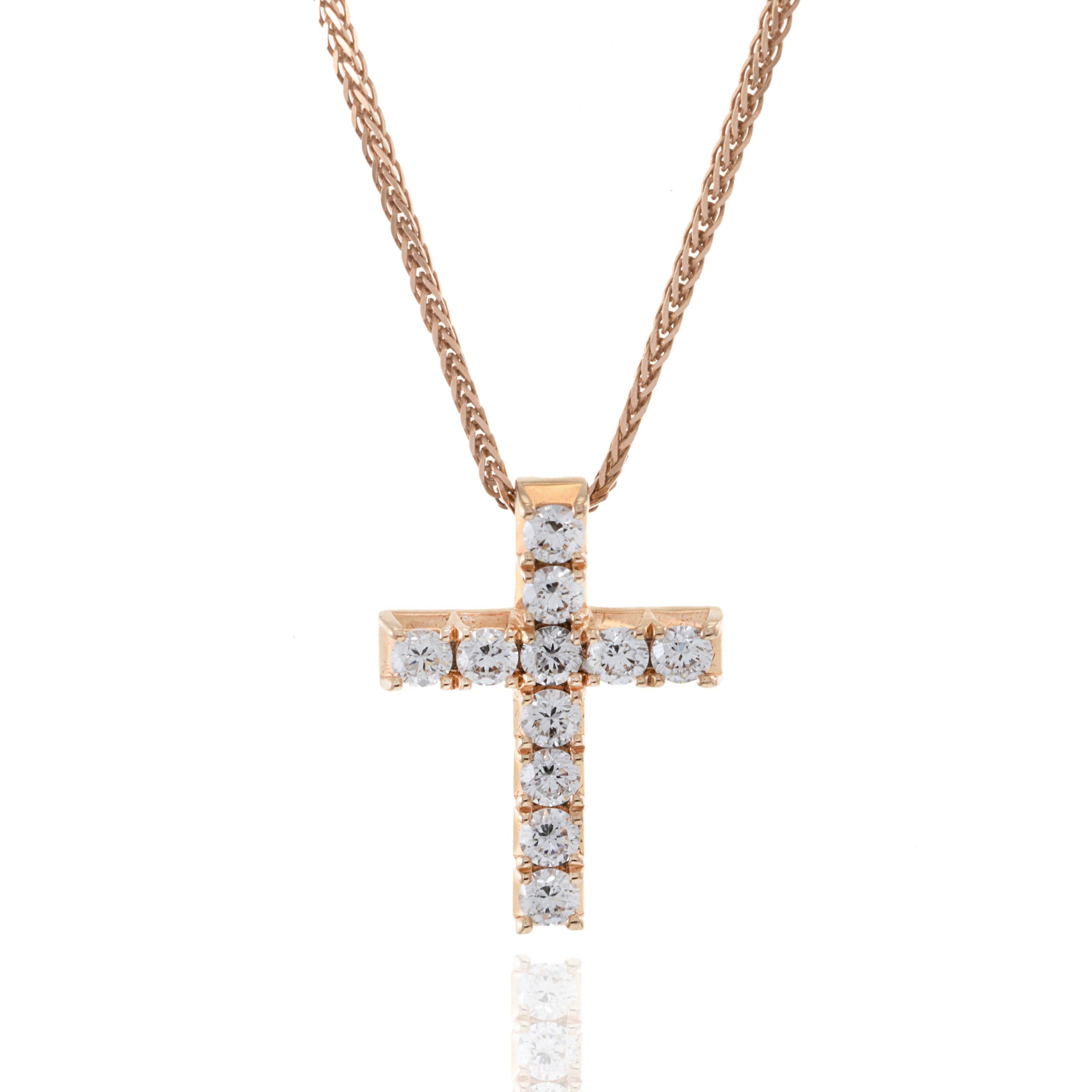 18KT Rose Gold Diamond Cross Pendant