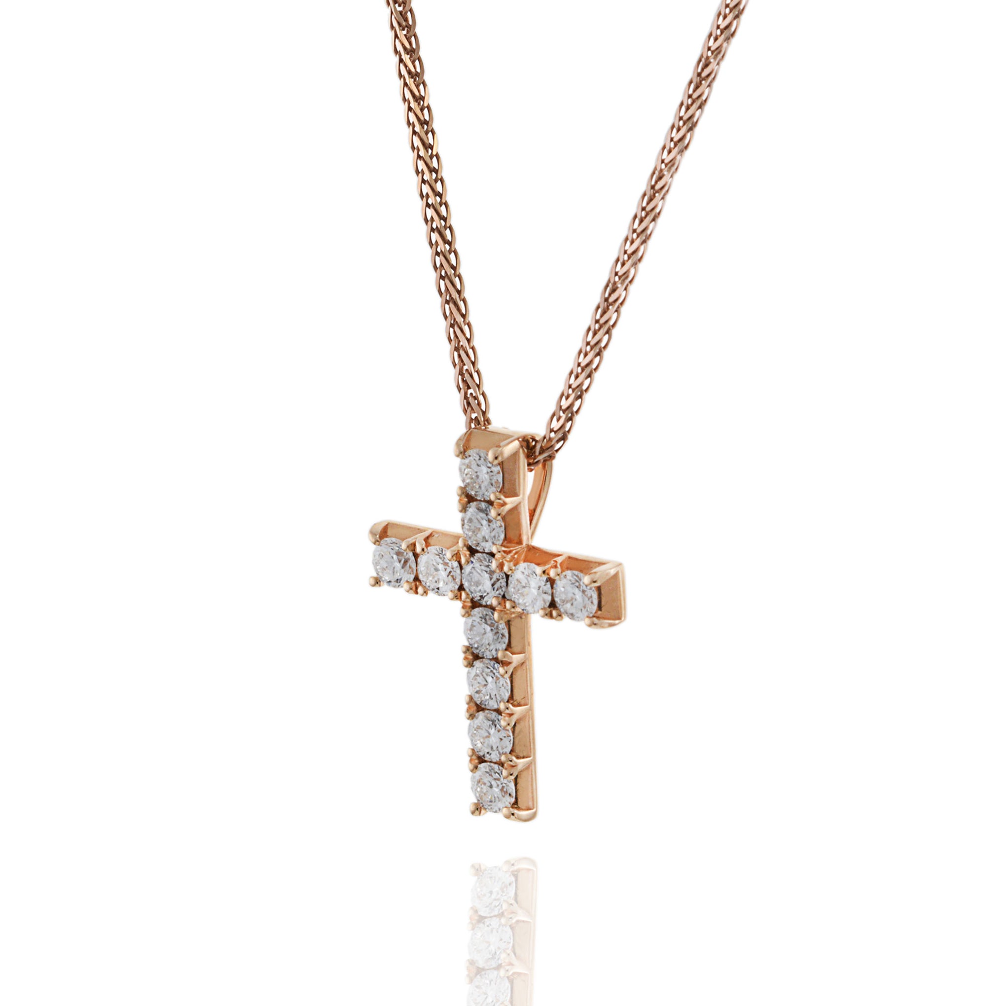 18KT Rose Gold Diamond Cross Pendant