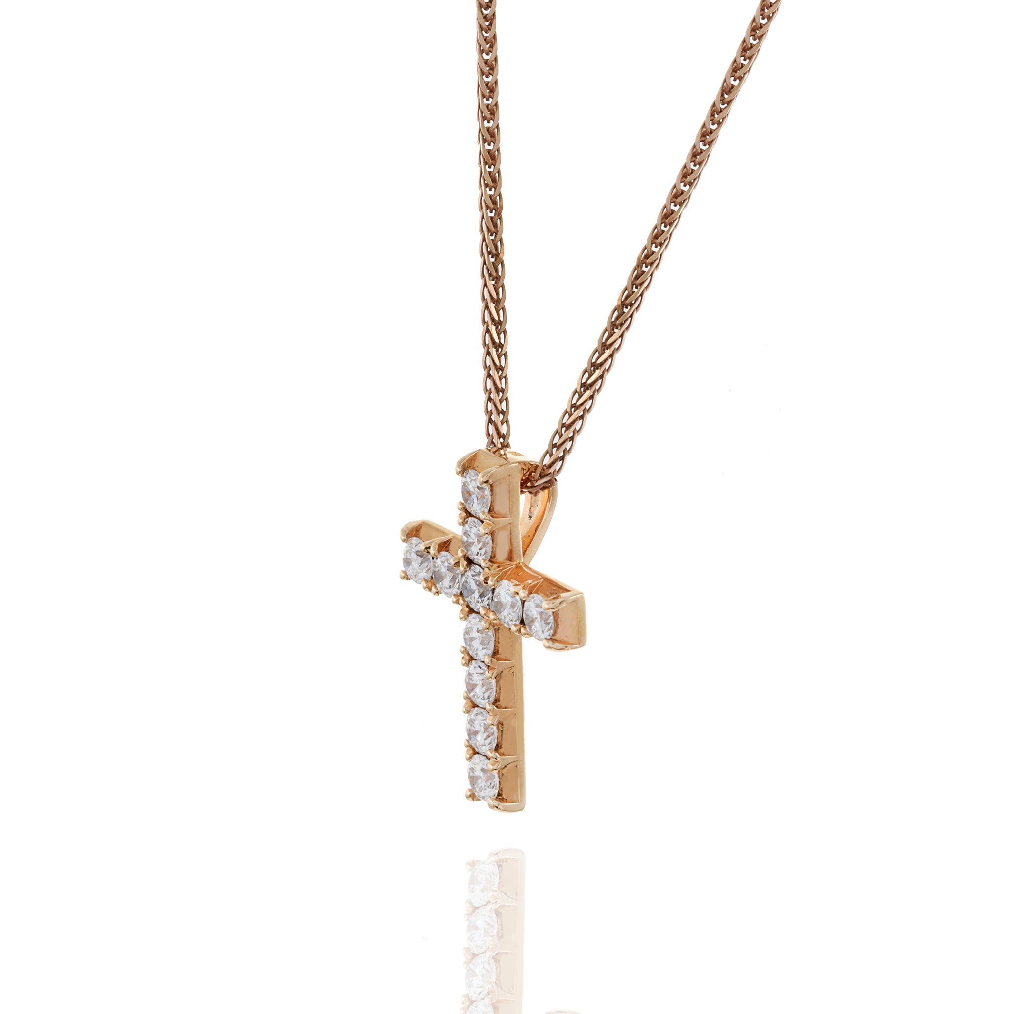 18KT Rose Gold Diamond Cross Pendant