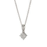 18KT White Gold Diamond Cluster Pendant Necklace