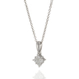 18KT White Gold Diamond Cluster Pendant Necklace