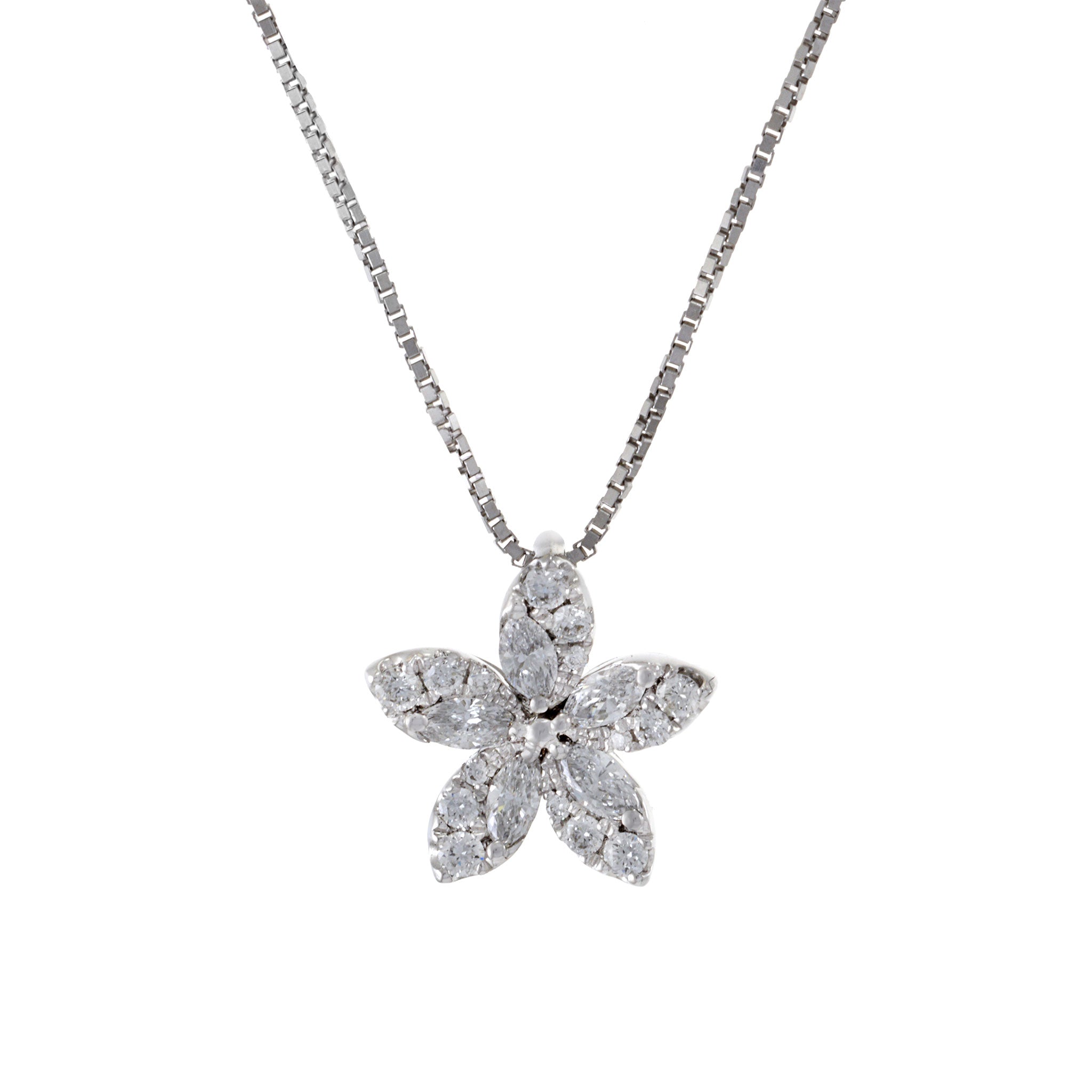 18KT White Gold Flower Diamond Pendant