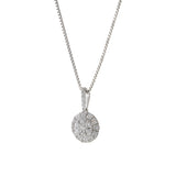 18KT White Gold Round Diamond Cluster Pendant