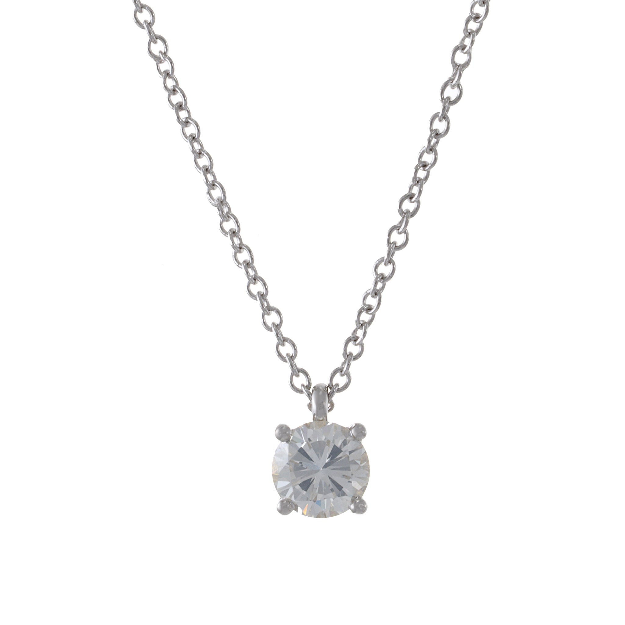 14KT White Gold 1.08CT GIA Certified Diamond Pendant Necklace