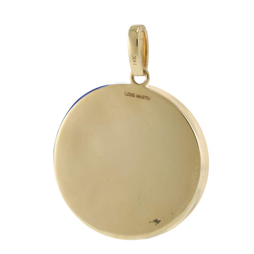 18KT Yellow Gold Sun, Moon and Stars Lapis and Diamond Pendant Necklace