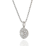 18KT White Gold Circle Cluster Diamond Pendant with Chain