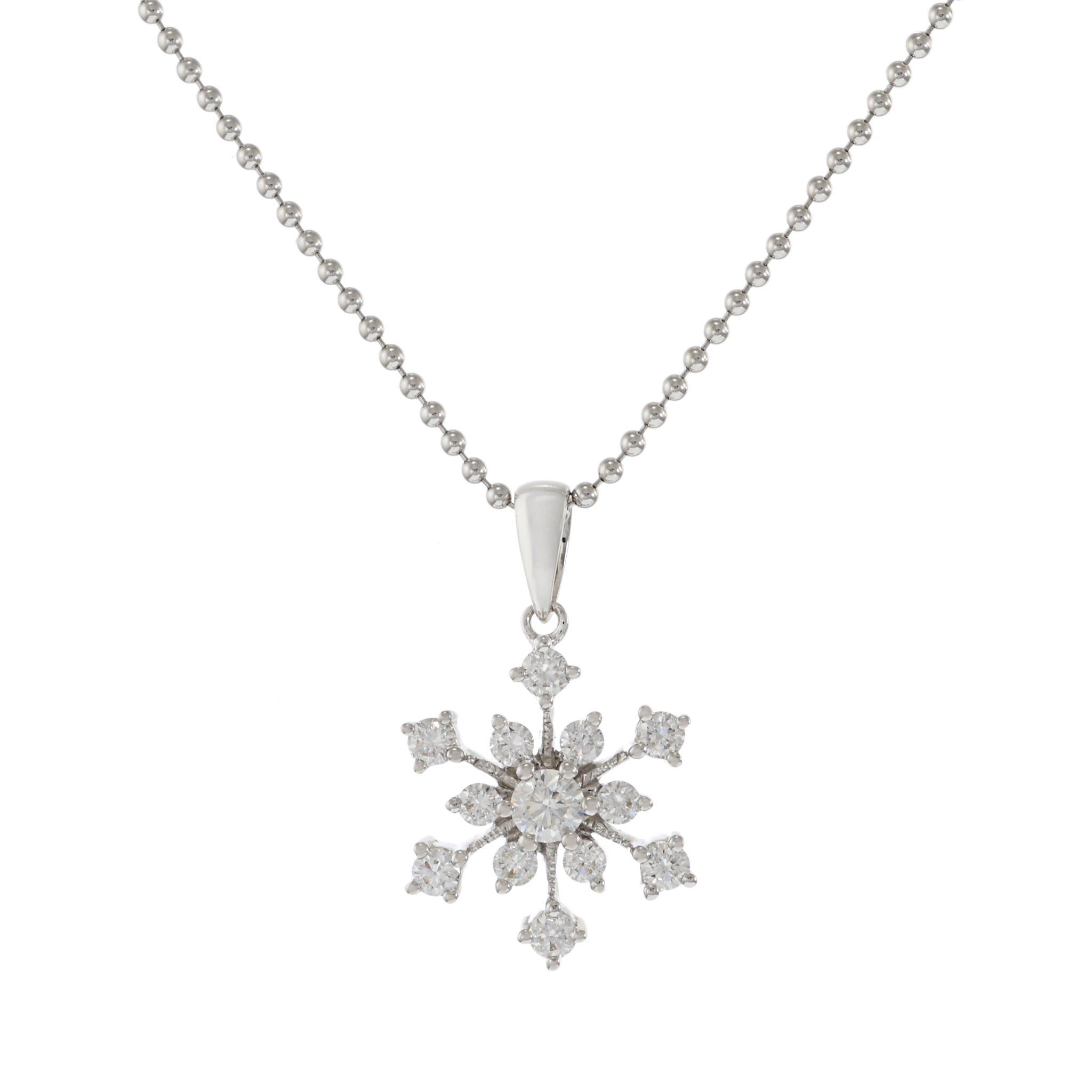 18KT White Gold Diamond Snowflake Pendant