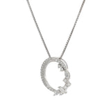 18KT White Gold Open Circle Pendant with Fancy Diamonds