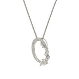 18KT White Gold Open Circle Pendant with Fancy Diamonds