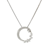 18KT White Gold Open Circle Pendant with Fancy Diamonds