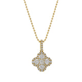 18KT Yellow Gold Clover Design Pendant with Round Cut Diamonds