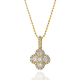 18KT Yellow Gold Clover Design Pendant with Round Cut Diamonds