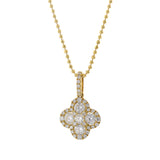 18KT Yellow Gold Clover Design Pendant with Round Cut Diamonds